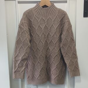 Ann Taylor Taupe Brown Cable Knit Chunky Sweater Size Medium